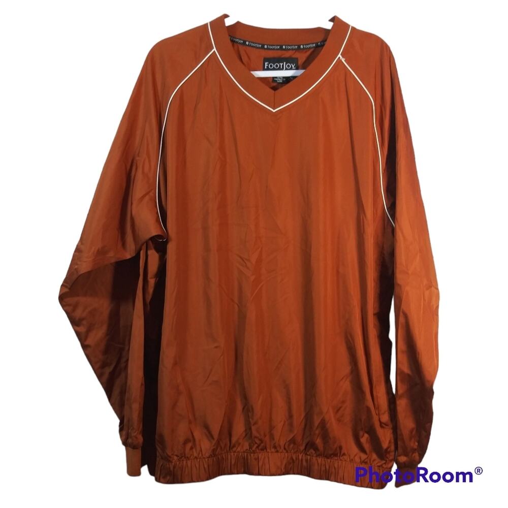 FootJoy FJ Burnt Orange V-Neck Golf Pullover Warmup Size XL